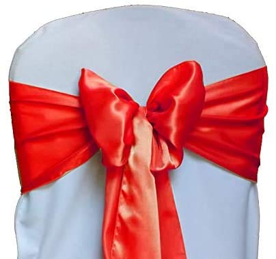 Set Of 10 Chair Decorative Satin Sashes Bow Designed For Wedding Events Banquet Home Kitchen Decoration (10, Red)