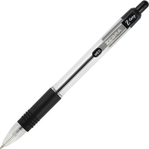 Wholesale Case Of 25 - Zebra Z-Grip Retractable Ballpoint Pens-Ballpoint Pen, Retractable, 1.0Mm Med.Pt, Black Ink