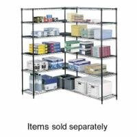 Safco Wire Shelving Industrial 4-Shelf Starter Kit, 48W X 18D X 72H, Black (Case Of 2)