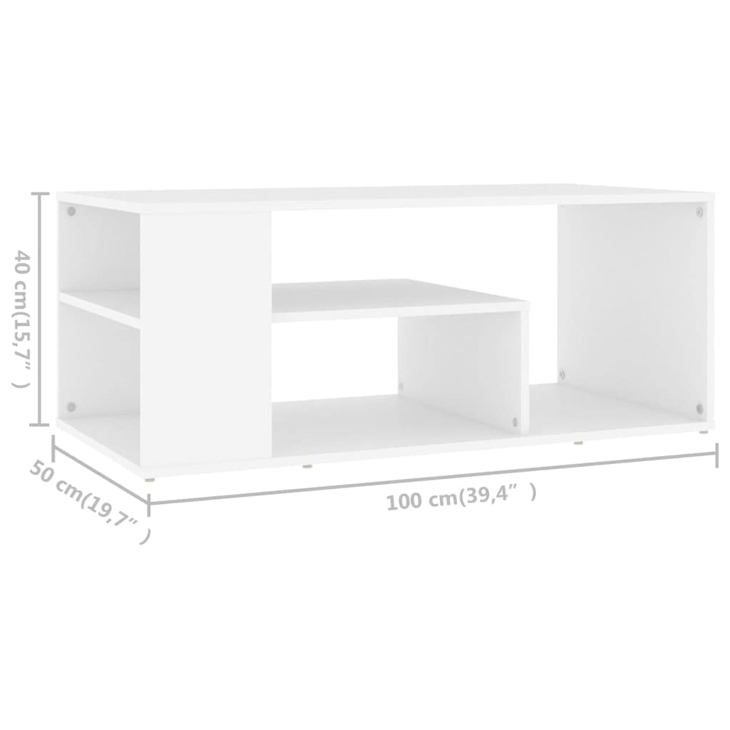 vidaXL Coffee Table White Engineered Wood Side Sofa Tea Couch Table Furniture