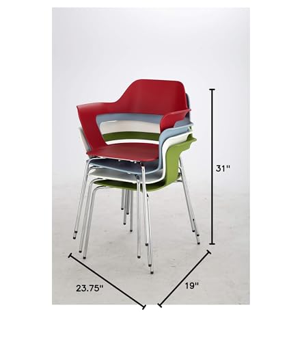 Safco Products Bandi Shell Stack Chair 4275GN, Green, Sturdy Steel Frame, Polypropylene Shell, Stacks 8 High (2/carton)