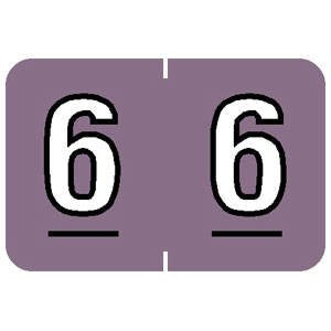 Tabbies Barkley Nbkm Compatible 71600 Numeric Labels, Lilac '#6', 1'H X 1-1/2'W, Wrap-Around Design, Filing Color Code Syste