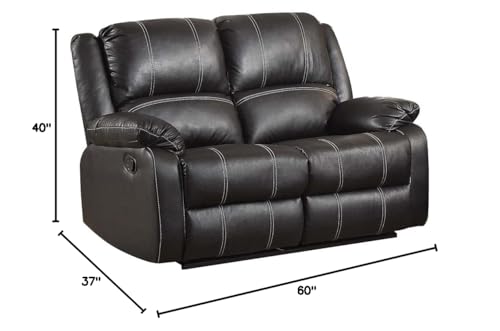 Acme Zuriel Faux Leather Motion Reclining Loveseat in Black