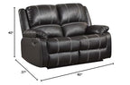 Acme Zuriel Faux Leather Motion Reclining Loveseat in Black