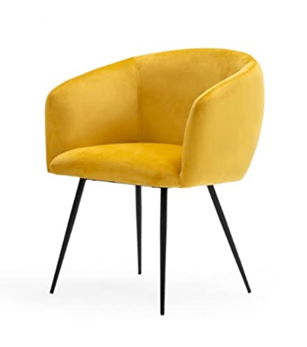 HomeRoots Velvet, Metal Yellow Velvet Modern Dining Chair