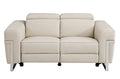 HomeRoots 65' Beige Italian Leather and Stainless Reclining Love Seat