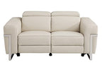 HomeRoots 65' Beige Italian Leather and Stainless Reclining Love Seat