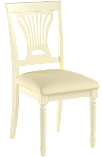 East West Furniture Dining Room Chairs, Set of 2, Buttermilk & Cherry