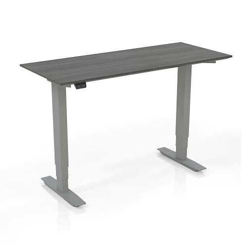 Safco Height Adjustable Compact Tall Table Desk - 24.5" to 50" H Mocha Laminate/Silver Frame