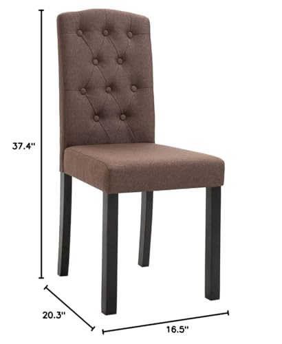 vidaXL Fabric Dining Chairs - Set of 4 - Ergonomic Design - Solid Wooden Legs - Stylish Brown Upholstery - Comfortable Seating - Easy Assembly