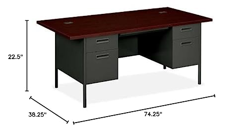 Hon Metro Classic Series 72'X36' Double Ped. Desks-Double Pedestal Desk, W/Overhang,72'X36'X29-1/2', My/Ccl
