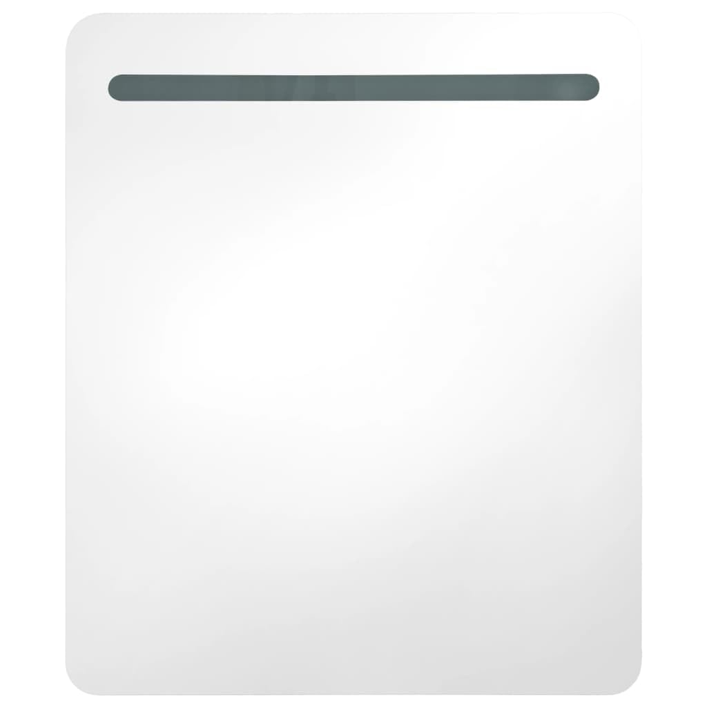 vidaXL - LED Lighted Bathroom Vanity Mirror Storage Cabinet - Contemporary Style - White/Silver - 26.8x3.5x31.5 inches - MDF & Glass