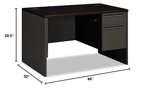 Hon 38251Ns 38000 Series Right Pedestal Desk, 48W X 30D X 29-1/2H, Mahogany/Charcoal