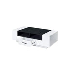Acme Armour 1-Drawer Wooden Coffee Table with Compartments in White and Black