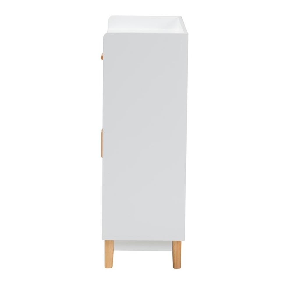 Baxton Studio Russell Two-Tone White and Oak Brown Wood 2-Door Sideboard