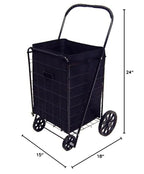 PrimeTrendz Jumbo Folding Shopping Cart Liner Insert with Top Lid Cover - Black (Liner Cover Only)