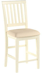 East West Furniture Vernon Counter Stool-Linen Fabric Pub Height Wooden Chairs, Set of 2, Buttermilk & Cherry