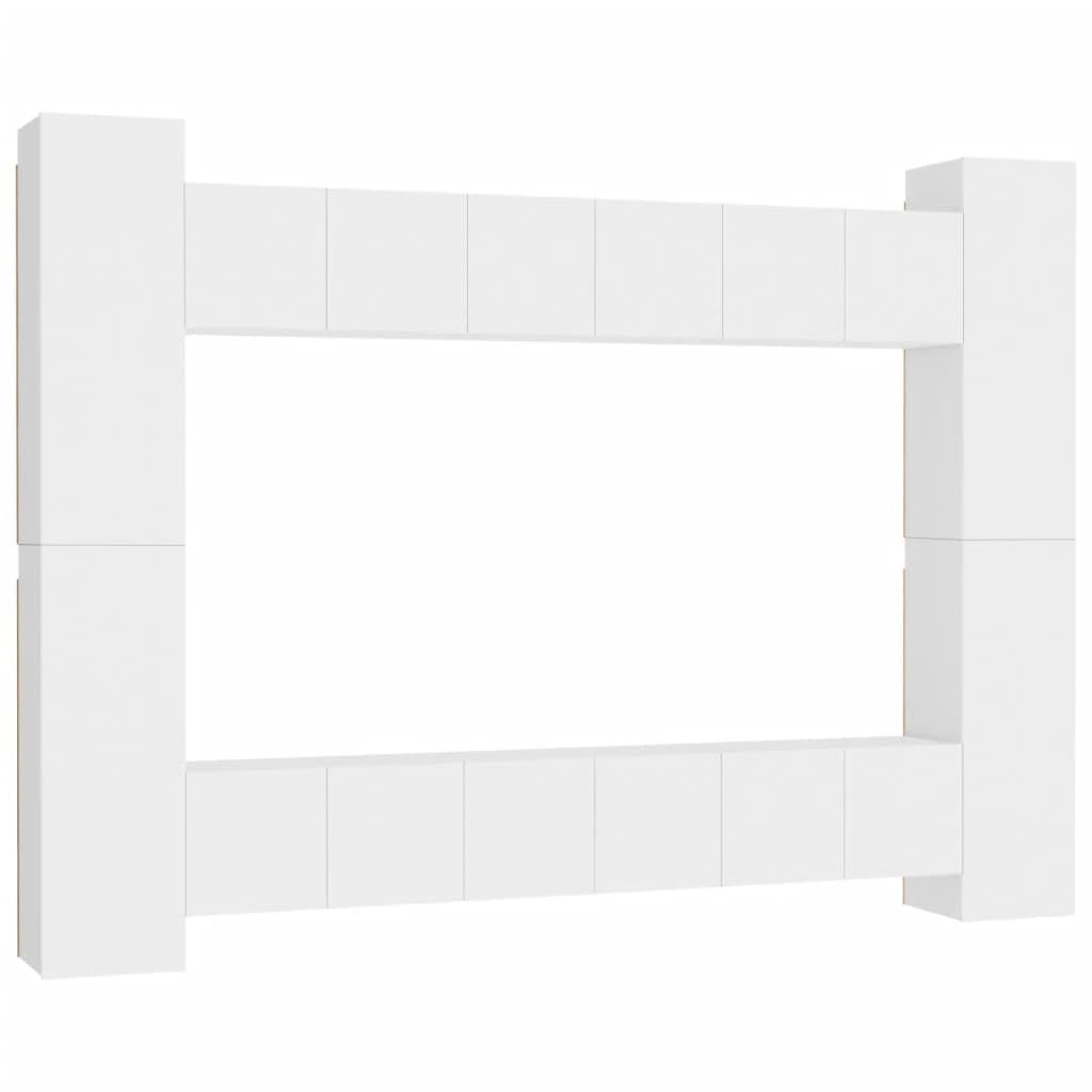 vidaXL TV Cabinet Set 10 Piece Home Living Room Furniture TV Stand HiFi Stereo Cabinet Media Unit Entertainment Center White Engineered Wood