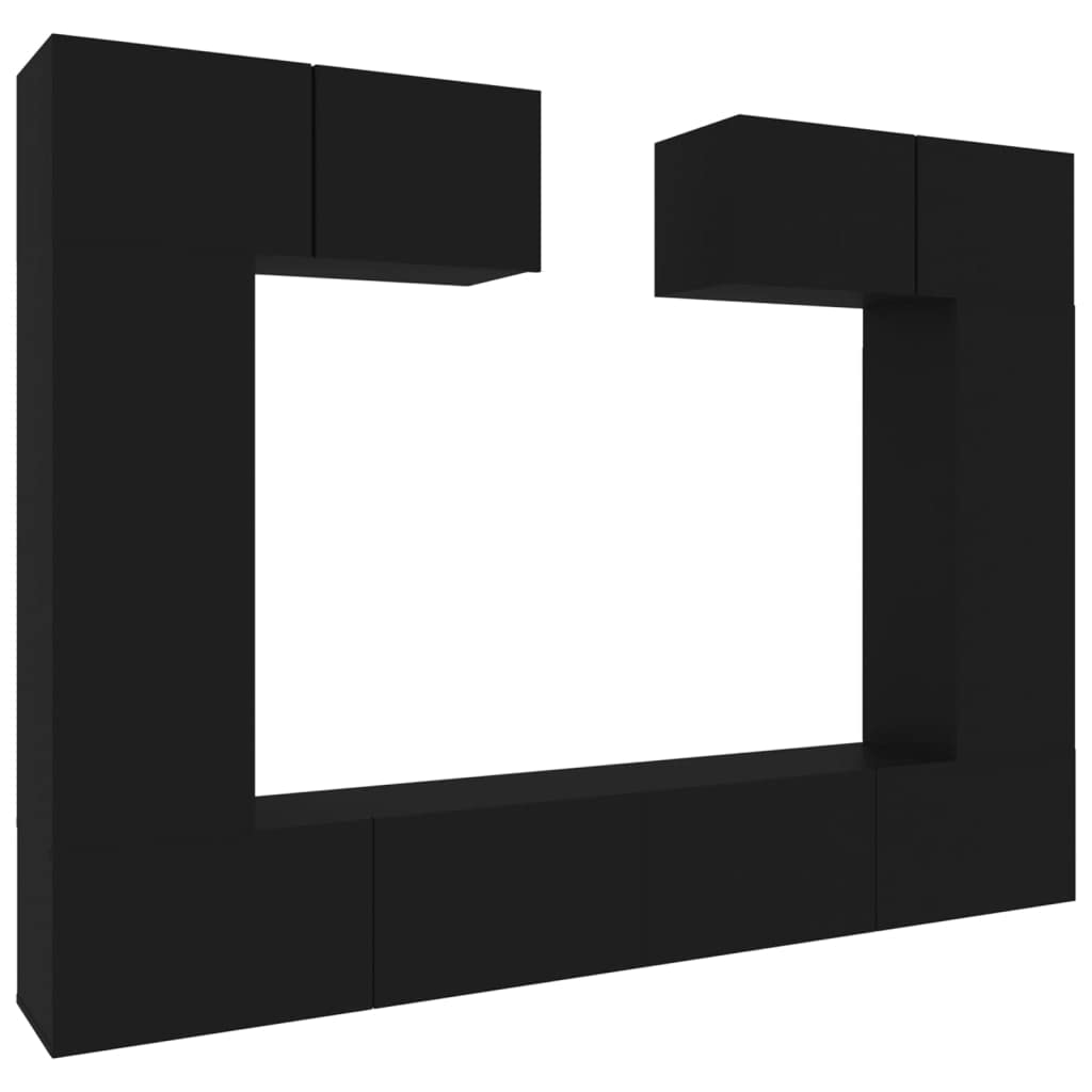 Vidaxl 6 Piece Tv Stand Set Black Engineered Wood