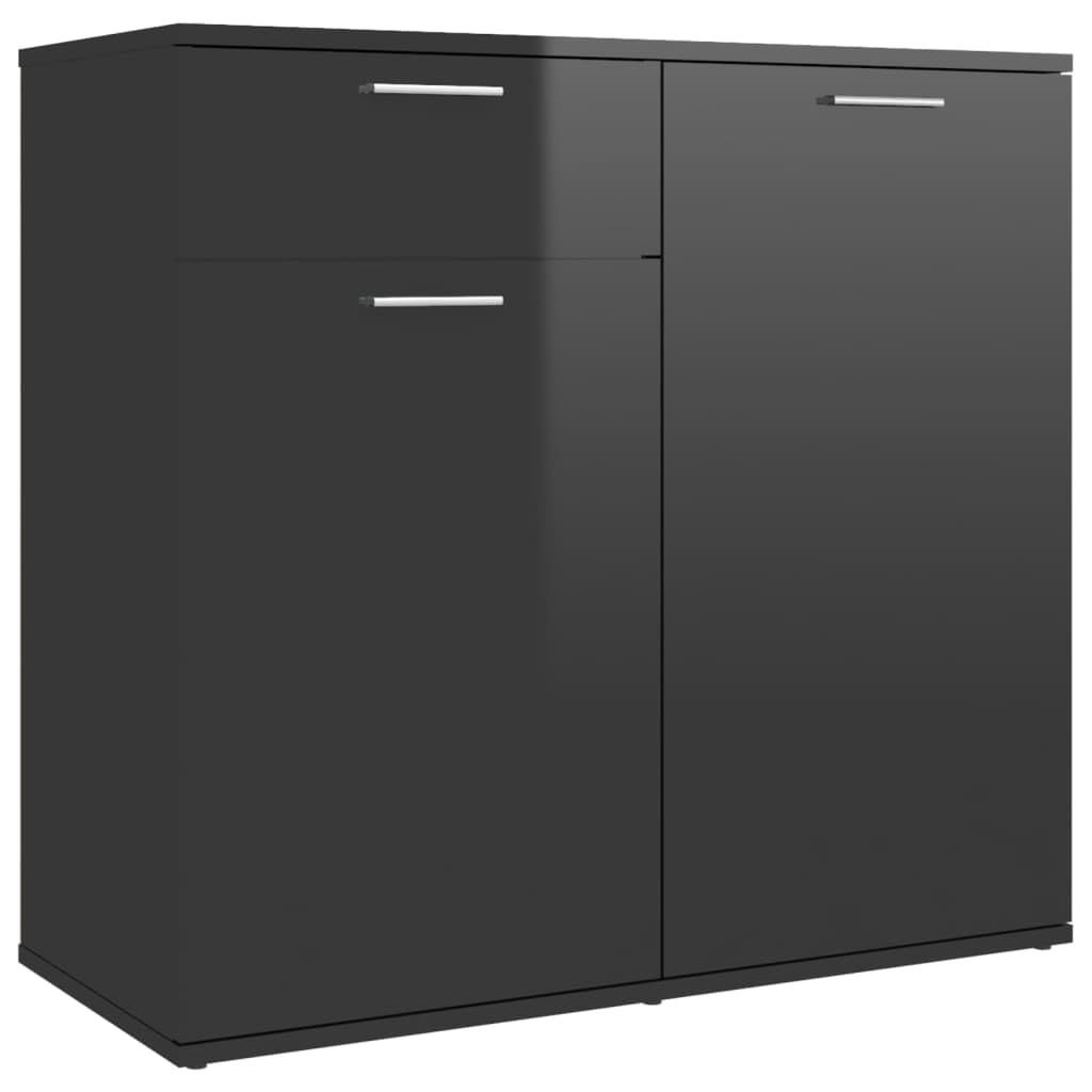 vidaXL Sideboard High Gloss Black 31.5&quot;x14.2&quot;x29.5&quot; Chipboard