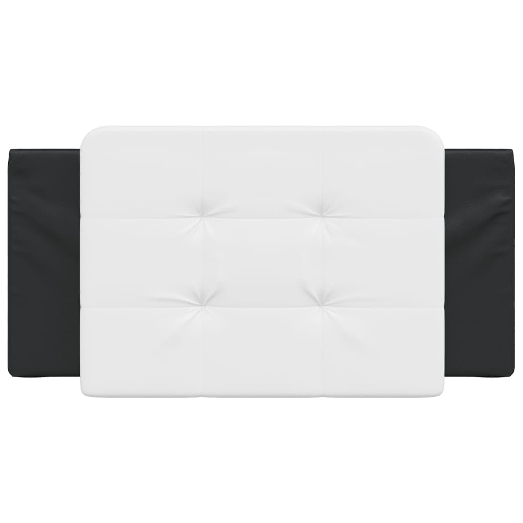 vidaXL Hanging Headboard Cushion - White/Black Faux Leather, Zipper for Easy Install, Foam-Filled for Back Support, Wall-Mount & Curved Frame Compatible, 39.4"x18.9"