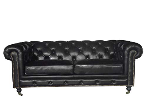 HomeRoots Furniture 36' X 76' X 30' Black Leather Sofa 2 Places