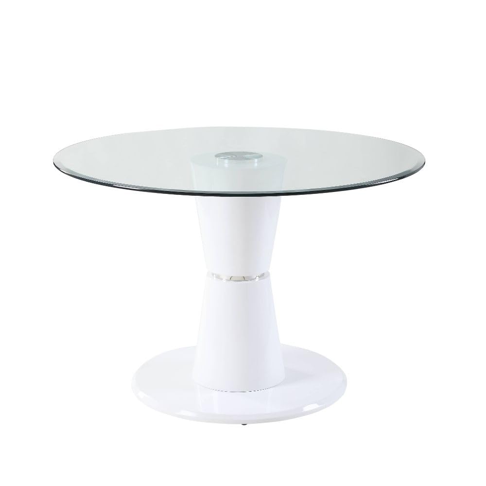 Acme Furniture Kavi Coffee Table, Clear Glass & White High Gloss