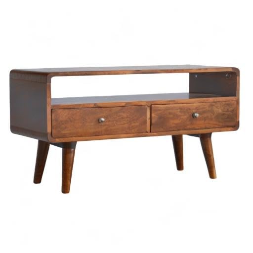 Curved Chestnut Media Unit