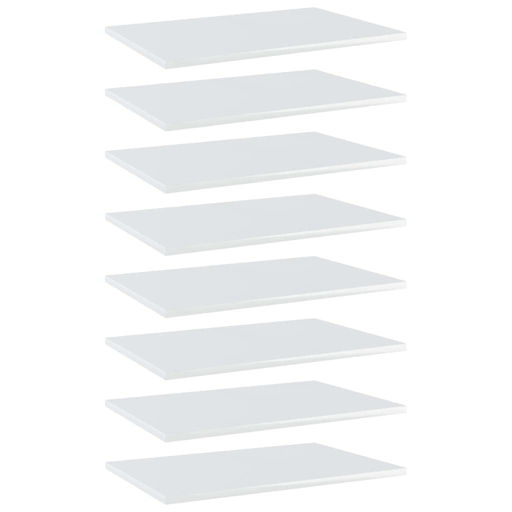 vidaXL Modern White High Gloss Bookshelf Boards, Set of 8 in Engineered Wood, 23.6 x 15.7 x 0.6 Inches