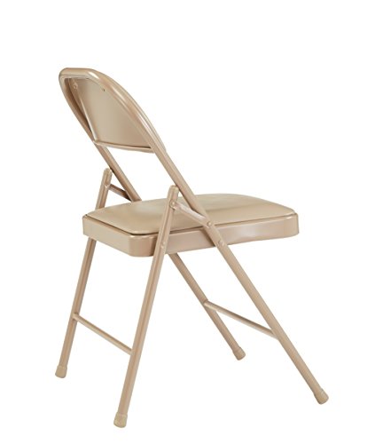National Public Seating 951 Commercialine Vinyl Padded Folding Chair, Beige(4 Pack)