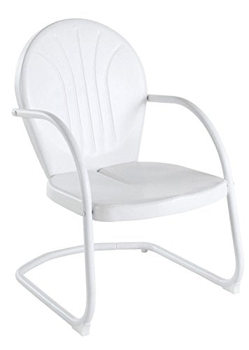 Crosley Furniture Griffith 3-Piece Outdoor Bistro Set, Retro Metal Patio Table and Chairs for Dining, Porch, White Gloss and White Satin