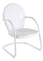 Crosley Furniture Griffith 3-Piece Outdoor Bistro Set, Retro Metal Patio Table and Chairs for Dining, Porch, White Gloss and White Satin