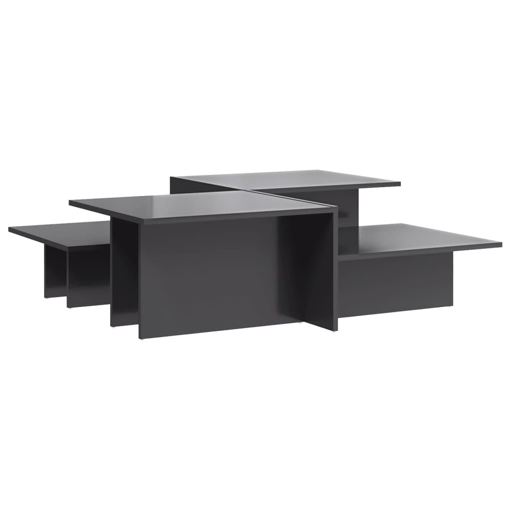 vidaXL High Gloss Gray Engineered Wood Coffee Tables - Dual Height, Durable & Easy Clean Surface, Set of 2, Ideal for Living Room or Office