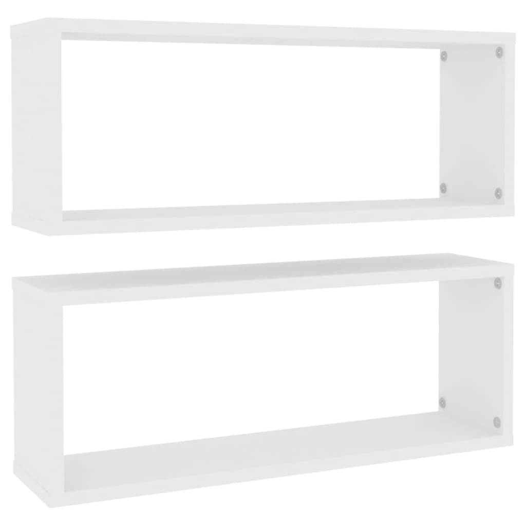 Bussandri Wall Cube Shelf 2 Pcs White 60X15X23 Cm Engineered Wood