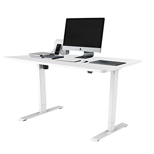 Techni Mobili Power Adjustable sit to Stand Desk, ONE Size, White