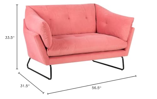 Lilola Home Karla Pink Velvet Contemporary Loveseat