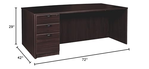 Lorell Prominence 2.0 Espresso Laminate Left-Pedestal Bowfront Desk