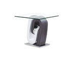 HomeRoots White and Dark Grey Ultra Modern Glass Top End Table