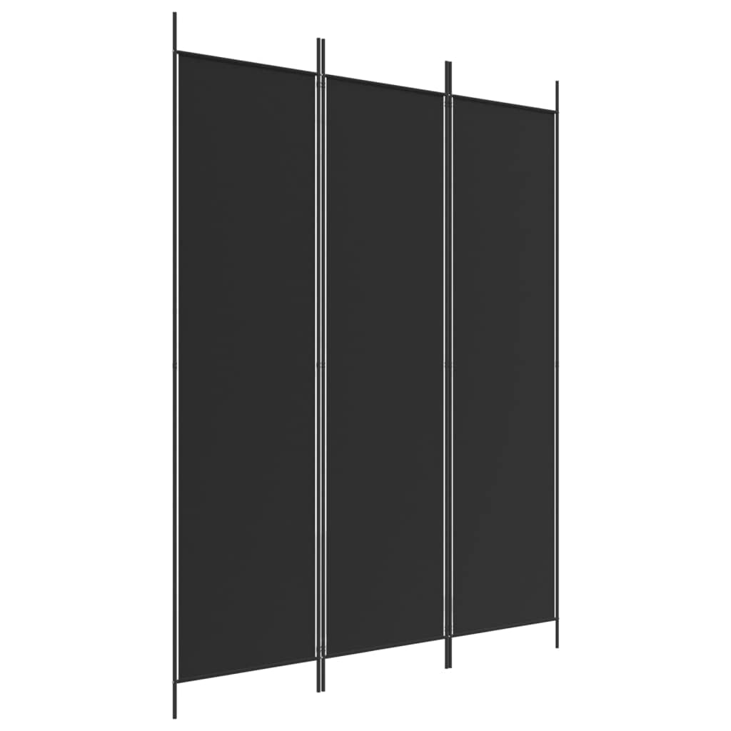 vidaXL 3-Panel Room Divider in Black - Elegant, Breathable, Durable Fabric - Foldable for Easy Storage - Ideal for Privacy, Part