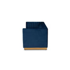 Baxton Studio Aveline Glam and Luxe Navy Blue Velvet Fabric Upholstered Brushed Gold Finished Sofa