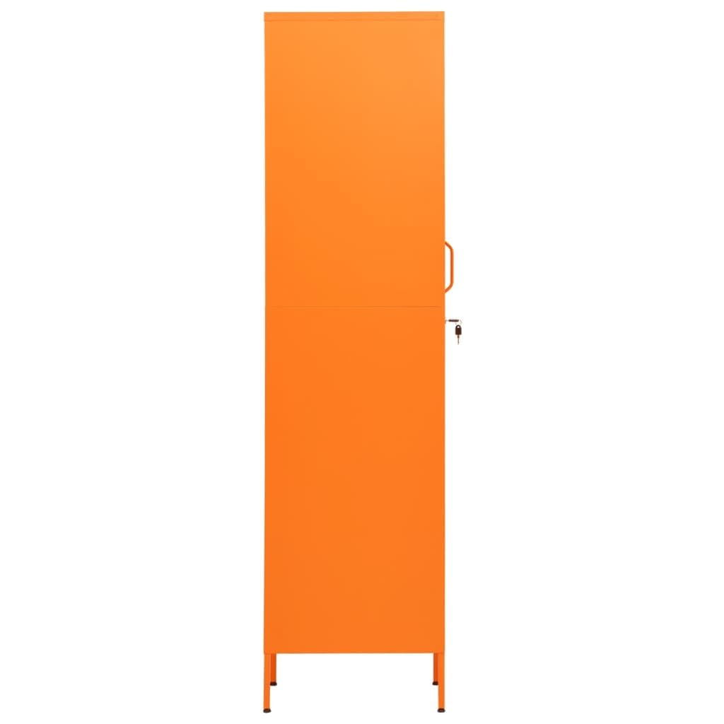 Vidaxl Orange Steel Locker Cabinet - Modern Designed Storage Solution With Locks And Adjustable Shelves - Perfect For Office, Room - 13.8"X18.1"X70.9"