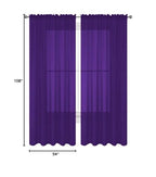 Decotex 2 Piece Solid Elegant Sheer Curtains Fully Stitched Panels Window Treatment Drape (54'' X 108'', Purple)
