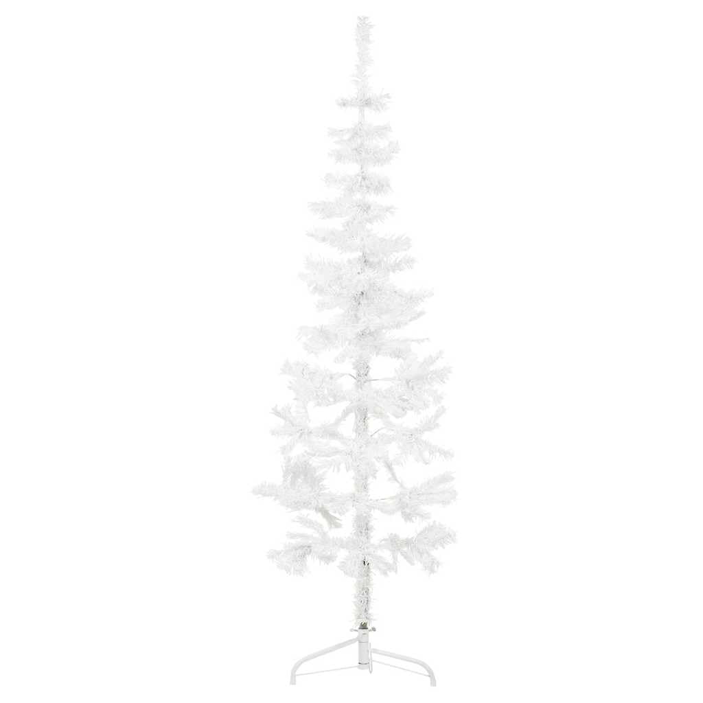 vidaXL Slim Artificial Half Christmas Tree with Stand and PVC Tips, 6ft Heigth, Durable and Space Saving, Easy Assembly, White, Without Ornaments