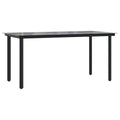 vidaXL Black Patio Dining Table - Powder-Coated Steel and Easy-to-Clean Tempered Glass Tabletop, Perfect for Outdoor Living Space