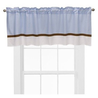 Bacati - Metro Blue/White/Chocolate Window Valance 54 x 15 inches Light Filtering with Rod Pocket