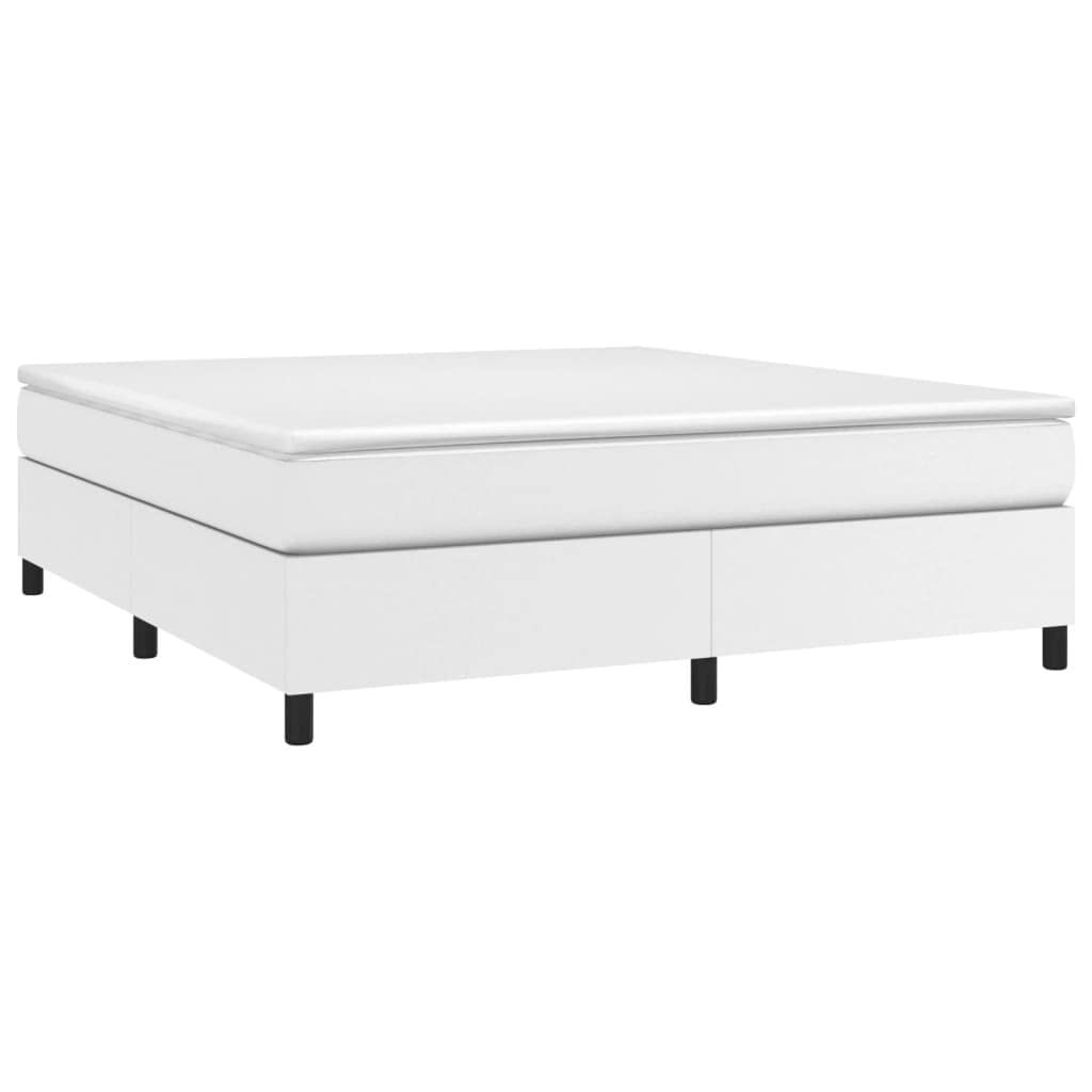 vidaXL Box Spring Bed Frame California King Size | Supportive Engineered Wood Structure | Modern White Faux Leather Finish | Suitable for 72x 83.9 Mattress