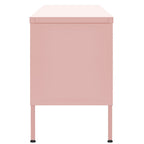 vidaXL Industrial Style TV Stand in Pink Steel, Adjustable Height, Cable Management System, 41.3"x13.8"x19.7", 2 Doors and 1 Shelf, Maximum Loading 220.5lb