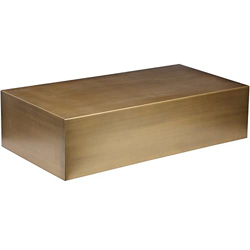 Pangea Home Spencer Metal Coffee Table In Brushed Brass