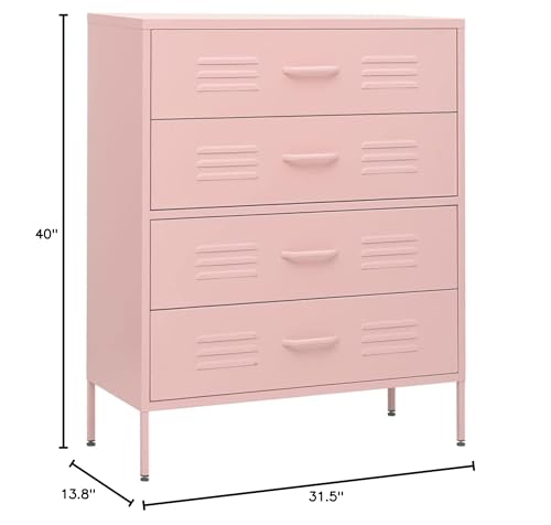 SKM Chest of Drawers Pink 31.5&quot;x13.8&quot;x40&quot; Steel
