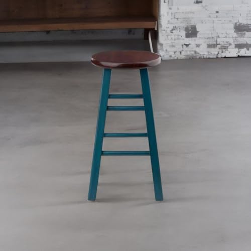 Ergode Rustic Teal Wood Ivy Counter Stool - Versatile & Stable, 24' Height